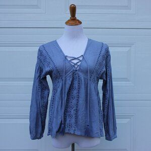 American Eagle Embroidered Peasant Blouse